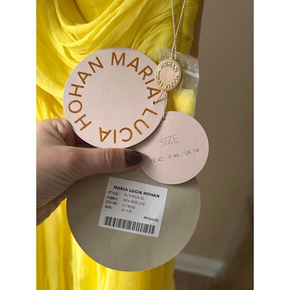 NEW NWT Maria Lucia Hohan Silk Crepon Gown Yellow size 10 - Picture 8 of 12